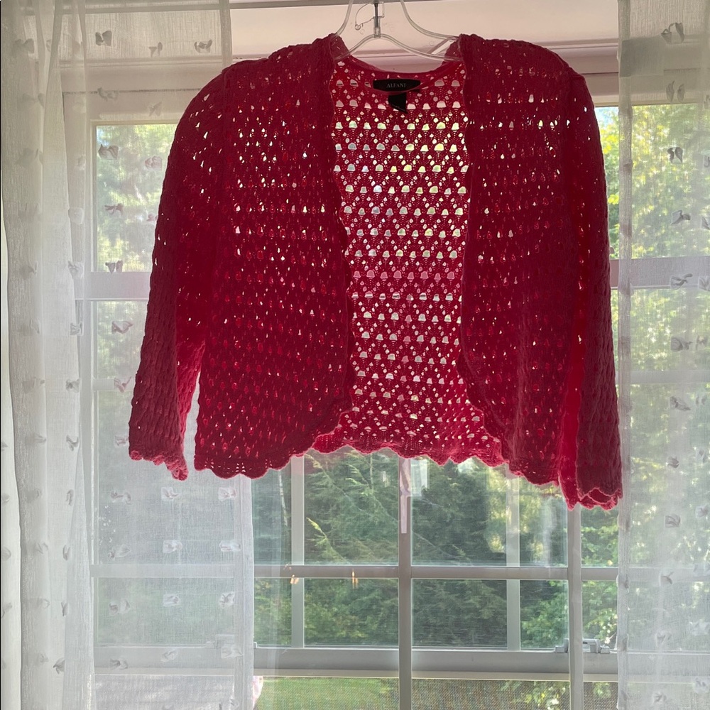 Elegant Salmony/Pink Open-Knit Women's Shrug by Alfani